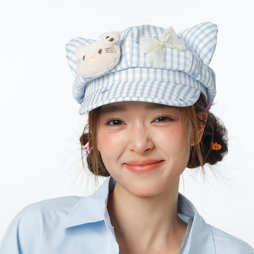 格纹小猫八角帽鸭舌帽-纪念日百货门店同款169146187 商品图0
