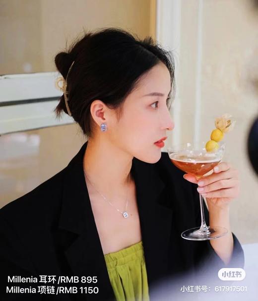 F020516跳动的Millenia方糖套装项链耳钉两件套 商品图6