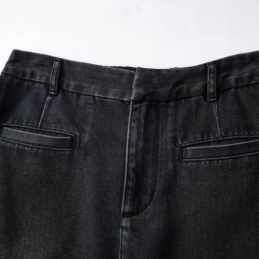 谜底天丝黑牛半裙2026春季新品弧线撞色包容A型中长裙女261MB0081 商品图3