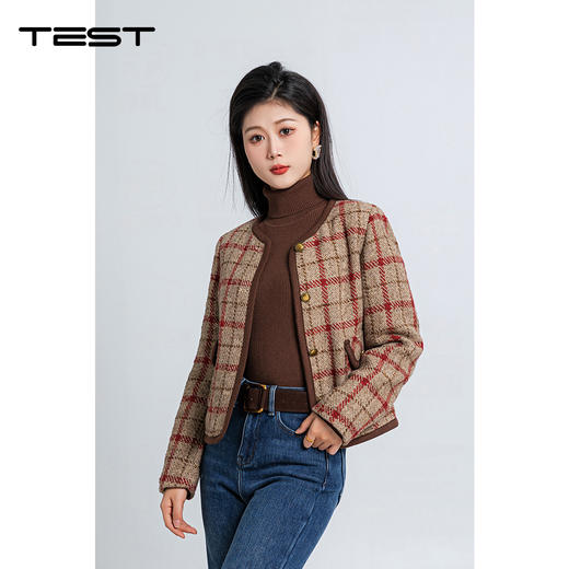 春上新复古格纹氛围感小香风呢外套2261002 商品图0