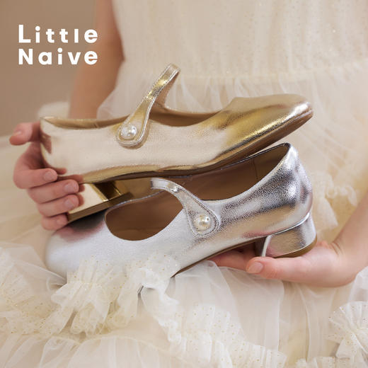 【云优选】Little Naive儿童复古玛丽珍鞋春季甜美时髦单鞋女童公主高跟皮鞋 商品图1