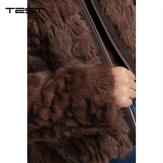 春上新高端大翻领拼接毛绒气质上衣绒外套2261017 商品图3