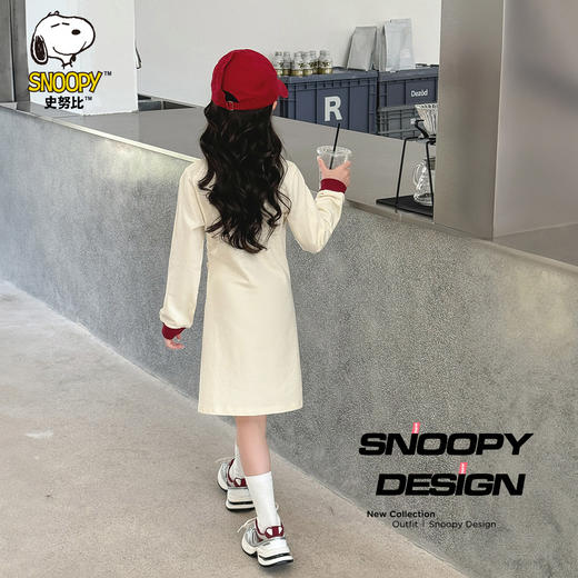 【清仓捡漏】【史努比】【100%棉】【110-130】女童春秋长袖收腰连衣裙 商品图2