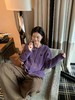 F020543温柔松弛日常氛围感香芋紫圆领毛衣针织开衫 商品缩略图3