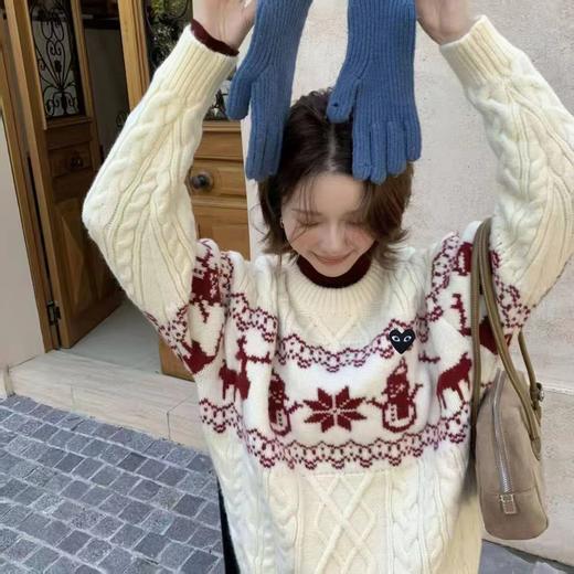 F020542复古圣诞风费尔岛提花毛衣针织衫 商品图5