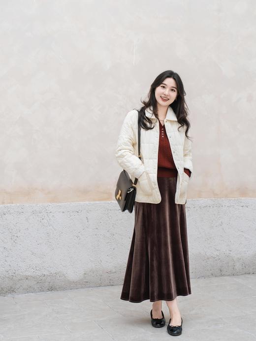 净奢风深焙棕金丝绒波光粼粼半裙 商品图13