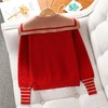 女童红色过年套装女孩秋冬学院风毛衣裙子儿童JK百褶裙拜年服冬装 商品缩略图2