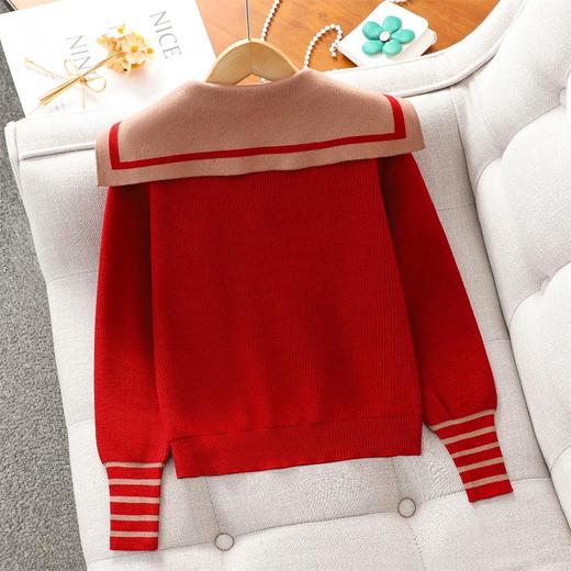 女童红色过年套装女孩秋冬学院风毛衣裙子儿童JK百褶裙拜年服冬装 商品图2