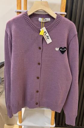 F020543温柔松弛日常氛围感香芋紫圆领毛衣针织开衫