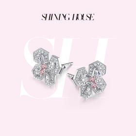 FLY·永恒之环系列 ShiningHouse[培育] 18k金钻石耳饰 粉钻圆钻形人工真钻人造钻石K金耳饰时尚钻石耳饰【此商品不支持7天无理由退货退款】预计3日发货