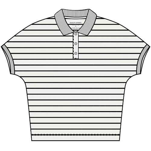 佐丹奴女装26年新款提花条纹连袖短袖POLO衫05316373 商品图1