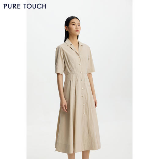 商场同款PURE TOUCH女装26春夏新款连衣裙v领收腰棉混纺过膝长裙 商品图4