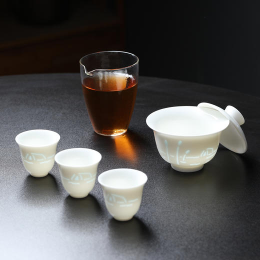 帆书文创·”水面清圆“玲珑瓷盖碗茶具套装 商品图8