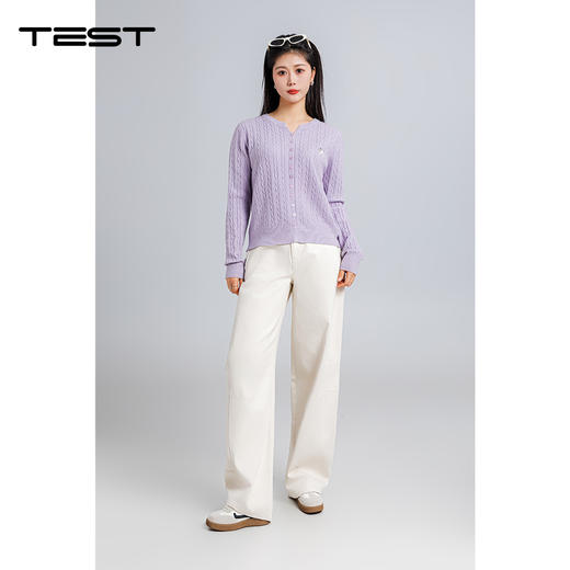 春上新温柔风紫色开衫绞花百搭显瘦毛衣1261019 商品图1