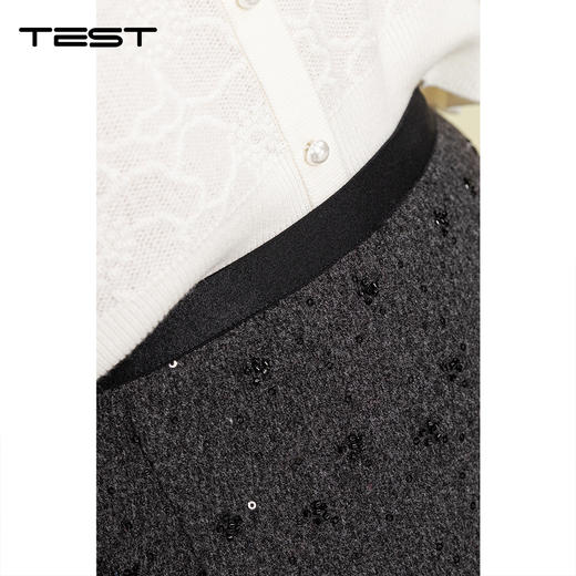 春上新修身显瘦时尚简约高级感羊毛A字包臀裙 3261001 商品图6