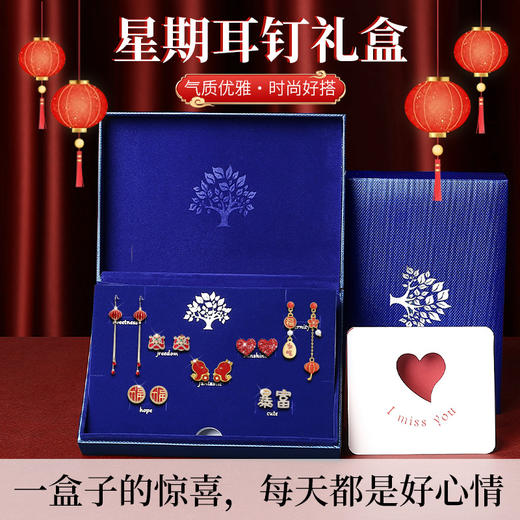 春节不打烊【节日送礼❗️精美礼盒装】S925银针耳钉一周耳环套装高级感流苏耳饰新年情人节礼物送女生。jd 商品图3