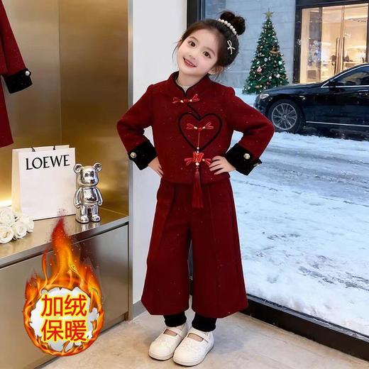 女童本命年衣服秋冬过年套装儿童红色新年衣服12岁女孩时尚拜年服 商品图4