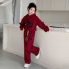 女童红色新年服秋冬新款中大童连帽卫衣阔腿裤冬季保暖加绒两件套 商品缩略图4
