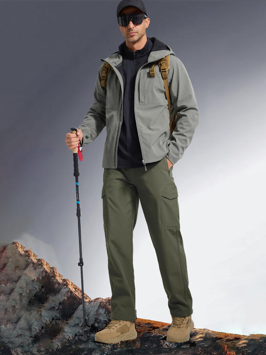 【内里加绒 防泼保暖 多口袋装载】L5级耐磨抗造四面弹力软壳裤 ds（zb） 商品图7