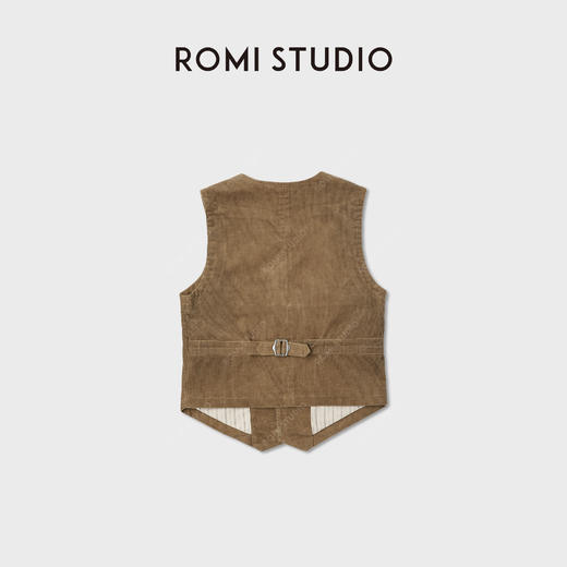 ROMI STUDIO“英伦复古”做旧灯芯绒条纹舒适叠穿马甲 RWCWWT6537 商品图2