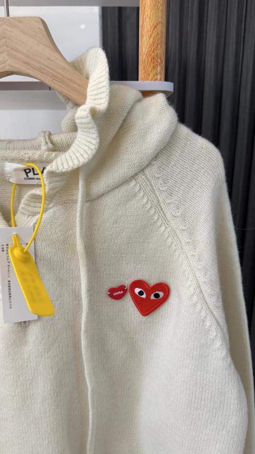 F020550休闲甜美红色爱心+眼睛刺绣图案连帽针织开衫 商品图7