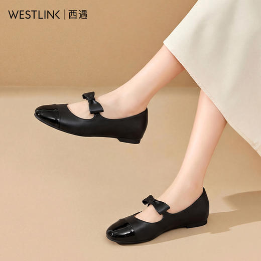 西遇浅口玛丽珍鞋女鞋2026新款春季复古小香风内增高蝴蝶结单鞋V0166283 商品图2