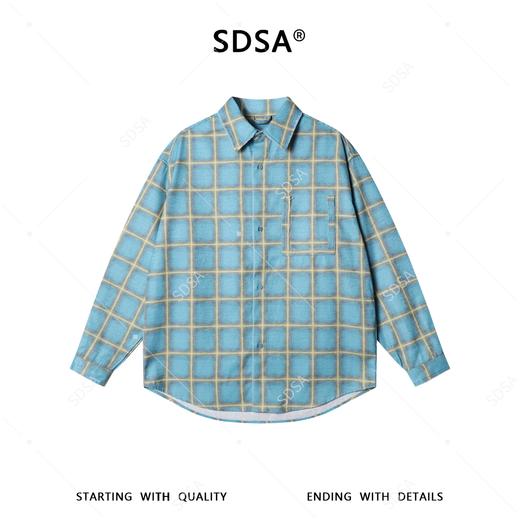 SDSA男装2026新款高贵轻奢韩版休闲撞色格纹格子长袖衬衫百搭休闲 商品图1