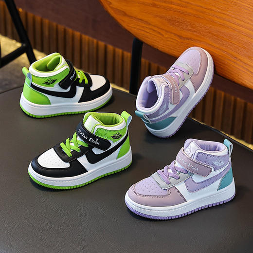 【小黄鸭】儿童春秋高帮运动鞋新款校园个性休闲鞋男女童板鞋26-37 商品图0