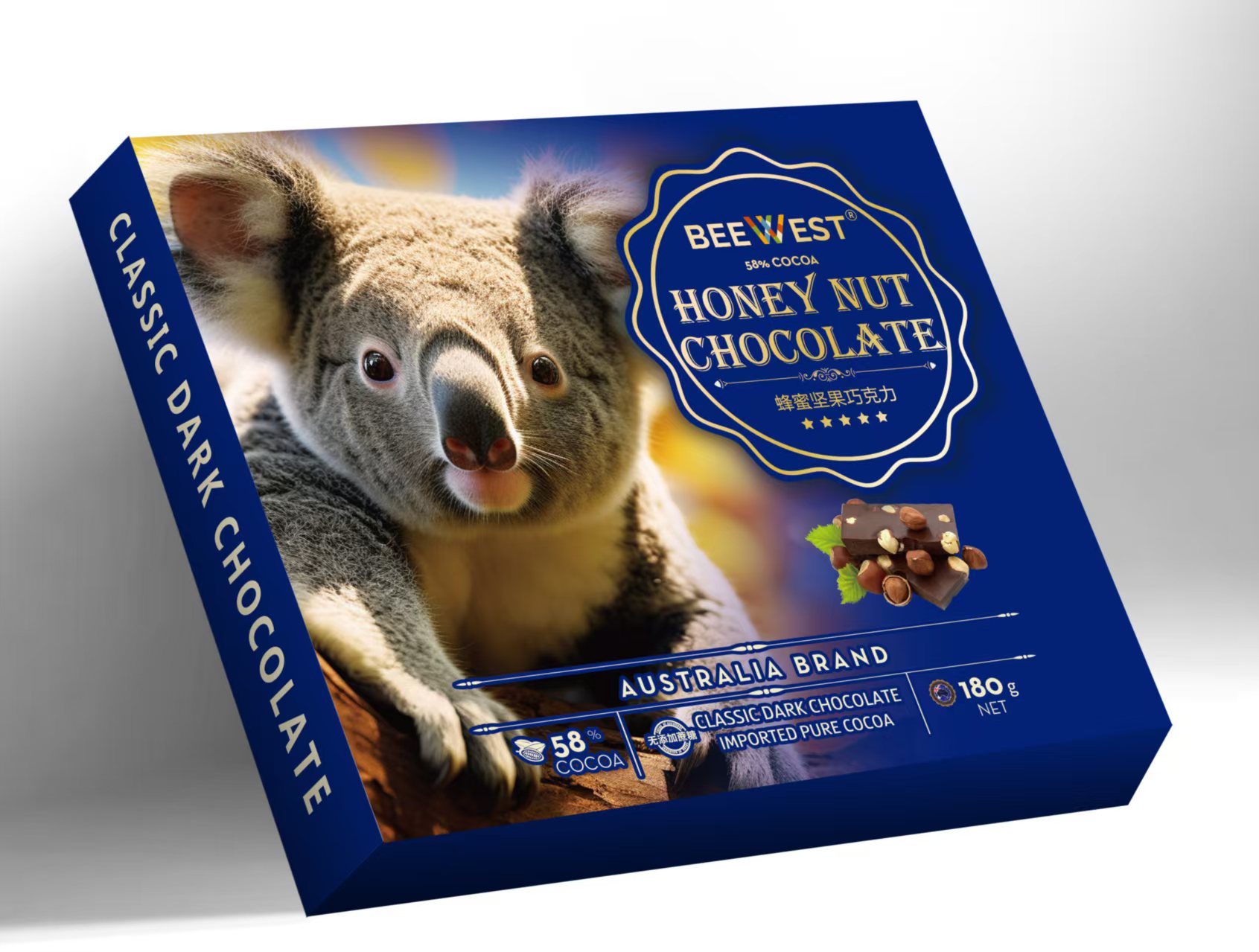 BEEWEST澳洲黑巧克力纯可可脂无添加蔗糖健身办公休闲零食