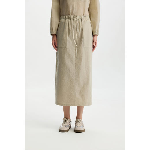 商场同款PURE TOUCH女装26春夏新款高腰半裙抽绳腰休闲直筒过膝裙 商品图2