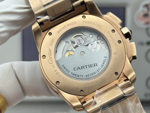 NOOB official➕卡地亚 卡历博系列原版进口纯进口9100机，卡地亚标志陀片，具备月份，星期，日期等各种实用功能显示。原装精钢折叠表扣设计（上光下砂），蓝宝石水晶镜面，高雅别致，超A品质❕❕ 商品图6