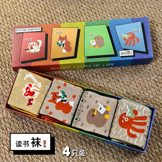 帆书文创·万物读书 棉袜（1盒4双） 商品图6
