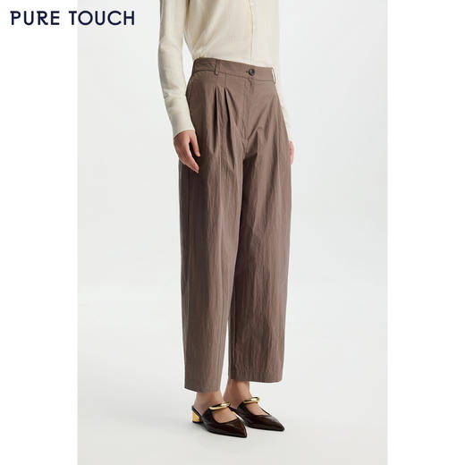 商场同款PURE TOUCH女装26春夏新款高腰直筒休闲裤松紧后腰头长裤 商品图4