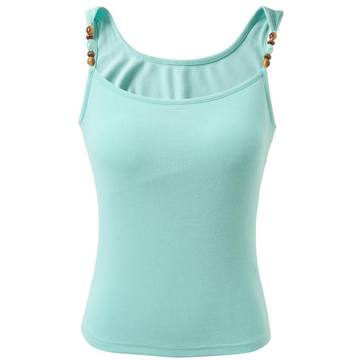 三彩2026春季新款自带胸垫修身短款串珠吊带背心文胸一体美背M 商品图4