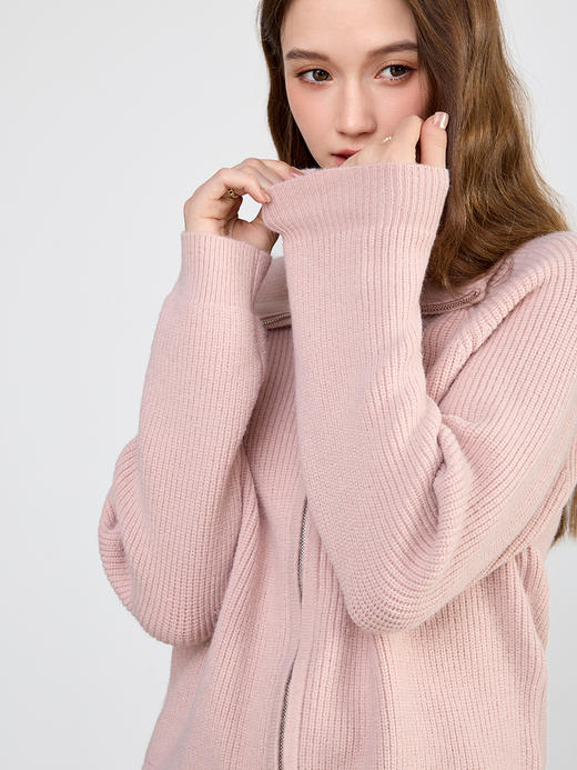 【百图lulu定制】【樱花开衫】 粉色气质  拉链针织衫  外套 商品图2