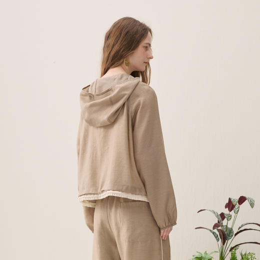 谜底大廓形外套长袖2026年春季新品轻薄百搭拼接蕾丝女261MW0039 商品图2