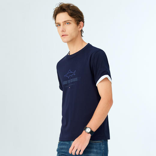 【纯棉】德鲨鲨鱼短袖圆领T恤男2025夏新款休闲上衣打底衫 商品图2