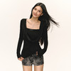 Ariseism 美式复古荡领假两件长袖T恤女春季新款修身上衣 商品缩略图0