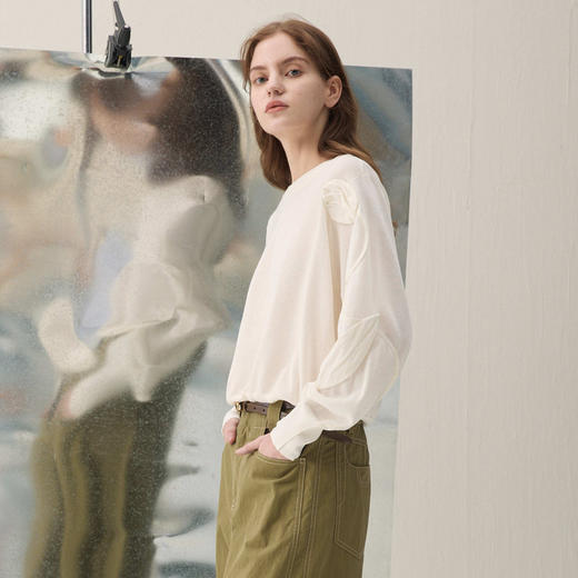 谜底套头针织衫长袖2026春季新品原创立体花时髦毛衣女261MZ0342 商品图2