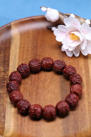 迷罗元和堂 | 紫檀麒麟满工单圈手串 全雕刻拆房老料 珠径约1.5【器悟雅玩】