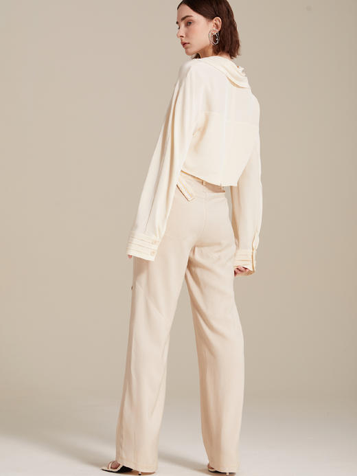 束腰镂空垂感高腰休闲裤 商品图1