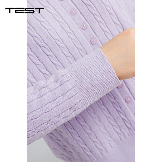 春上新温柔风紫色开衫绞花百搭显瘦毛衣1261019 商品图3