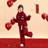 女童加绒套装新款洋气休闲儿童运动秋冬加绒红色过年两件套 商品缩略图4