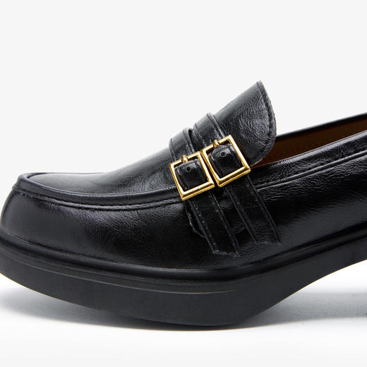 西遇厚底乐福鞋女鞋2026新款春季英伦风小皮鞋双带设计复古单鞋V0166264 商品图5