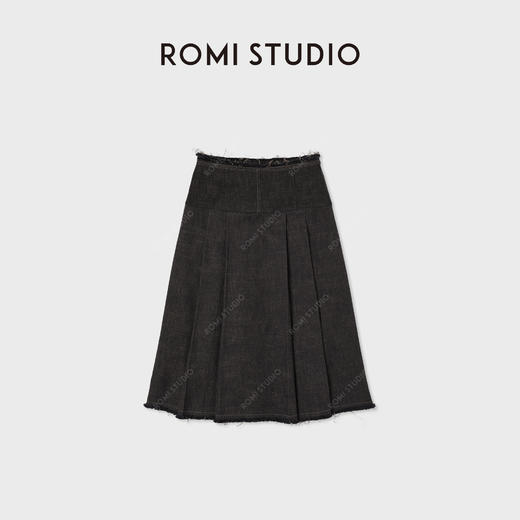 ROMI STUDIO“文艺复古”羊毛定纱棕调打褶毛边半身裙 RWCWXJ5710 商品图1