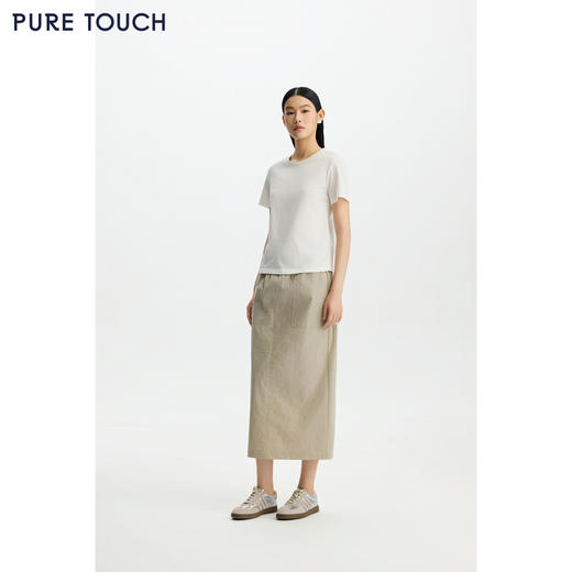 商场同款PURE TOUCH女装26春夏新款短袖T恤圆领宽松半袖上衣白色 商品图1