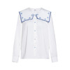 两三事 旷野晴空 2026春季新款小清新印花织带海军领长袖衬衫女 商品缩略图4