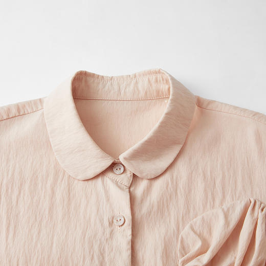 谜底大廓形衬衣长袖2026春季新品娃娃领立体花朵衬衫女261MC0065 商品图3