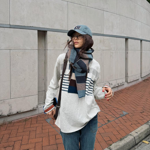 ROMI STUDIO“美式街头”色织定染竹节棉撞色做旧印花T恤RWCASY6440 商品图3