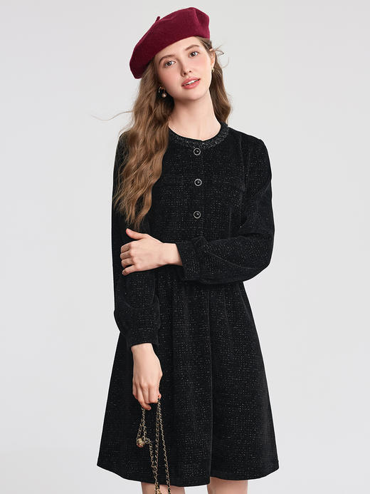 【百图lulu定制】【星光小黑裙】高级感 小香风  收腰  赫本连衣裙 商品图2